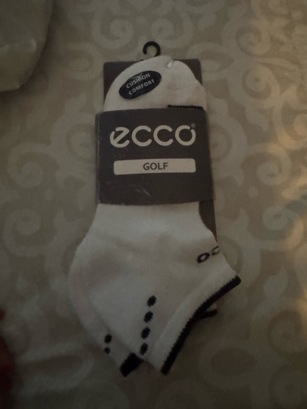 Ecco White Low-Cut Athletic Golf Socks with Black Accents